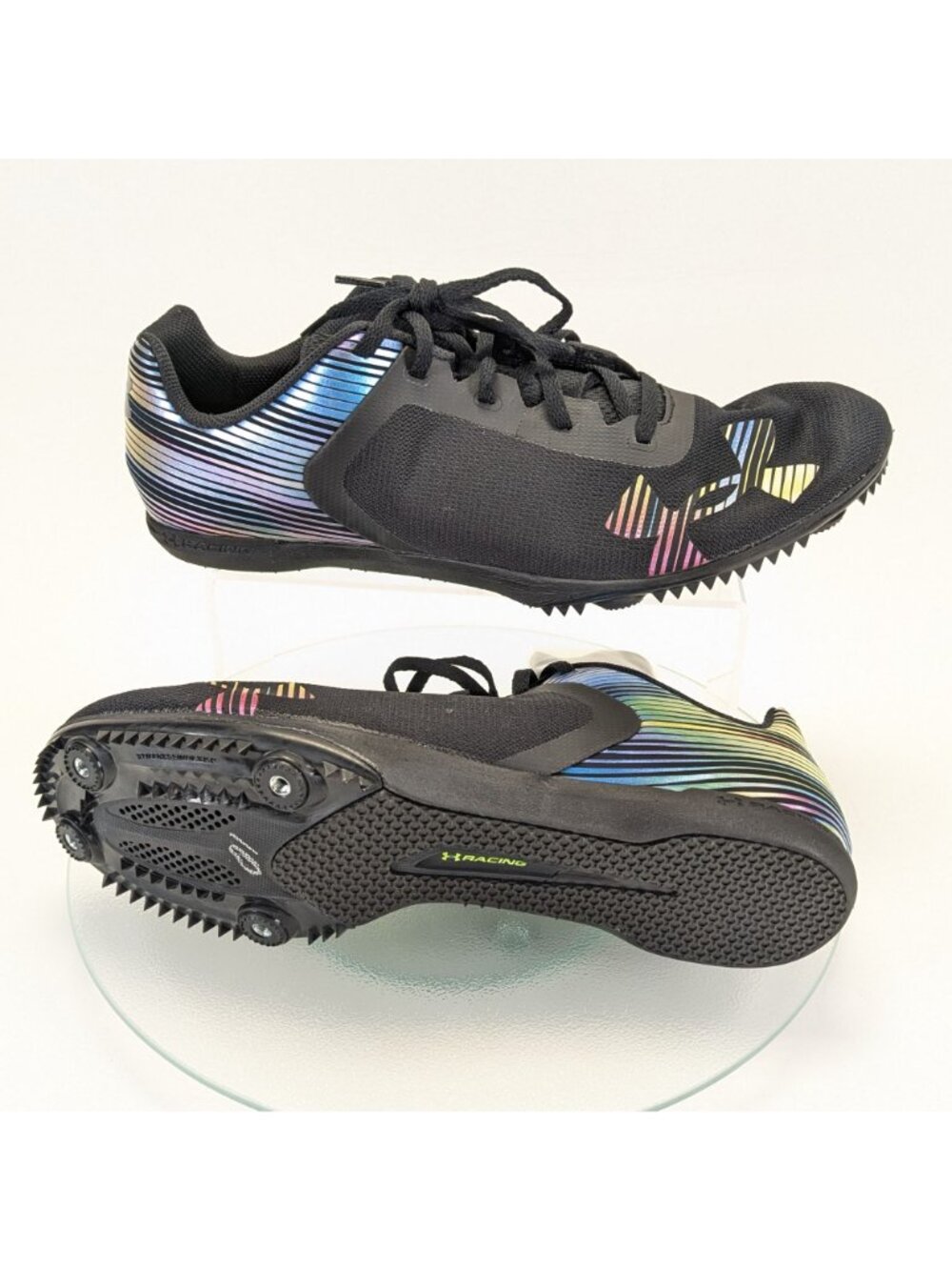 Under Armour Sprint Spikes Track Shoes Black Mens Size 13 Lightweight Running UA - Picture 2 of 8